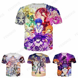 เสื้อยืดพิมพ์ลาย Anime Date A Live 3 D สำหรับผู้หญิง