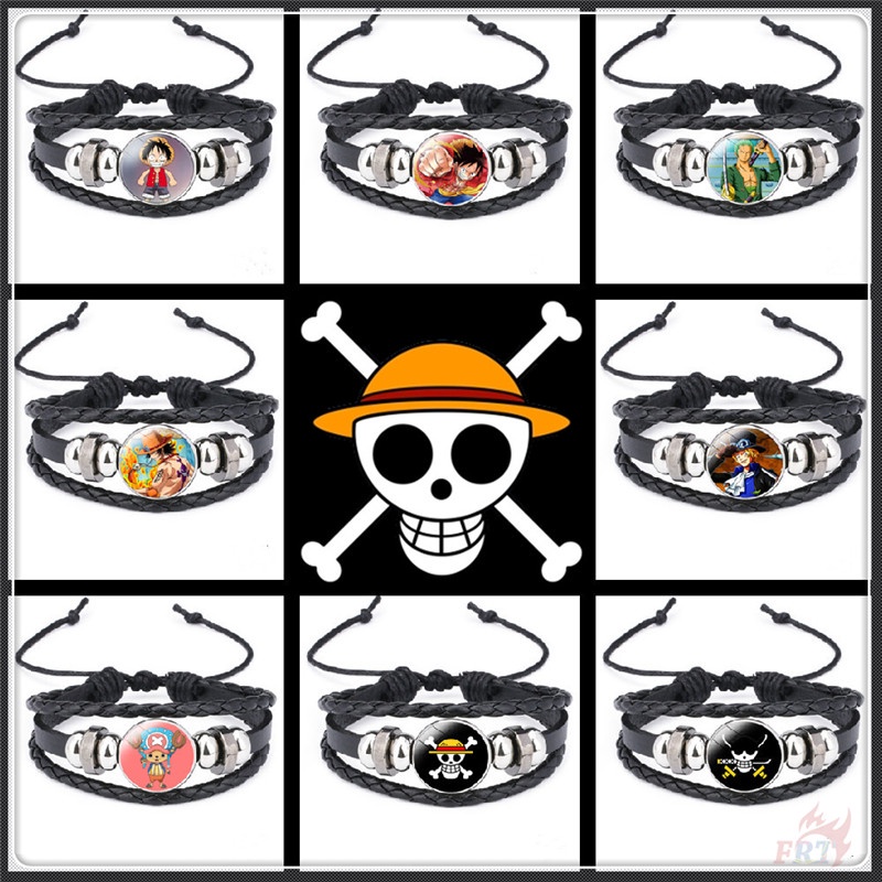สร้อยข้อมือ ลายการ์ตูนอนิเมะ One Piece สายรัดข้อมือถักนิตติ้ง ลายลูฟี่โซโร่ช็อปเปอร์ Ace Sabo ปรับได้ ของขวัญ สไตล์วินเทจ (8 แบบ) 1 ชิ้น