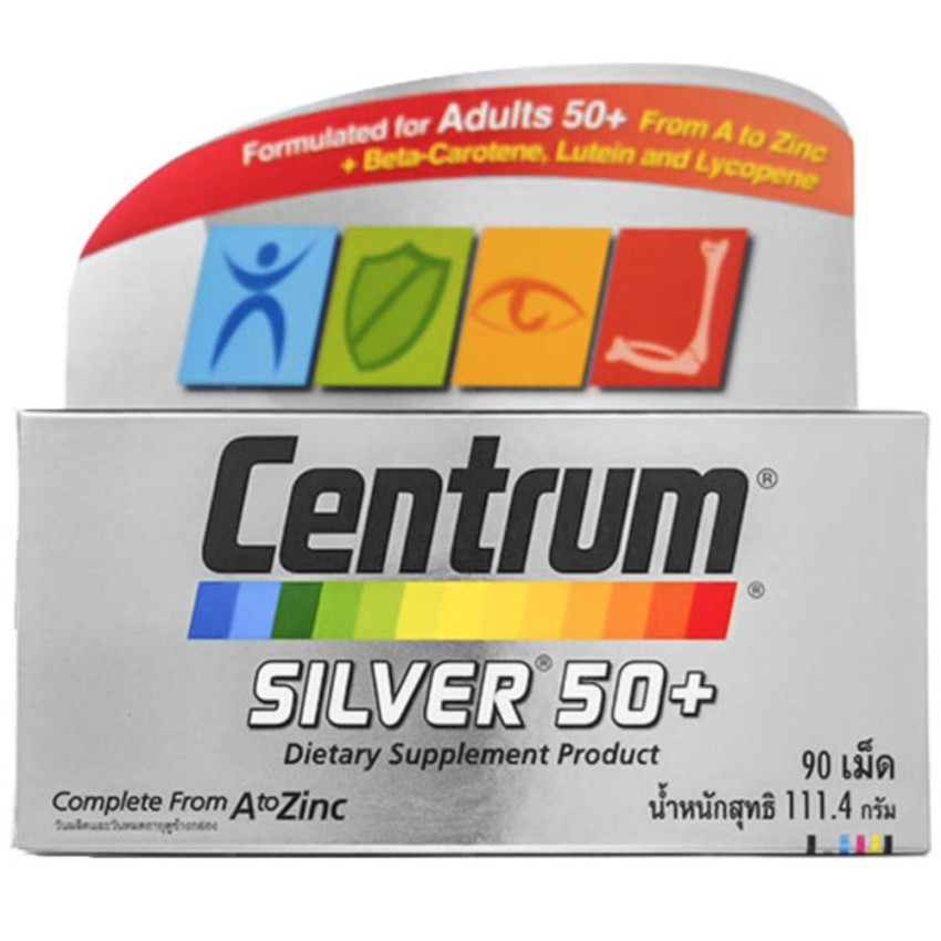 Centrum Silver 50+ A to Zinc [90 เม็ด - กล่องเงิน รุ่นใหม่]