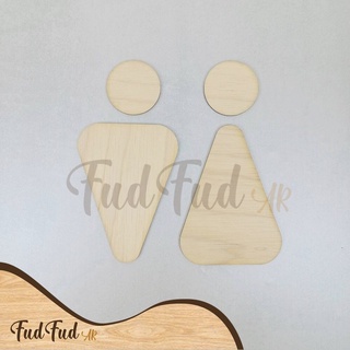 [FudFudAR] ฝุด-ฝุด-อะ ป้ายห้องน้ำ แบบที่ 2 ป้ายห้องน้ำไม้ ป้ายห้องน้ำ DIY สูง 150มม. ผลิตจากไม้อัดยางพารา งานดิบไม่ทำสี