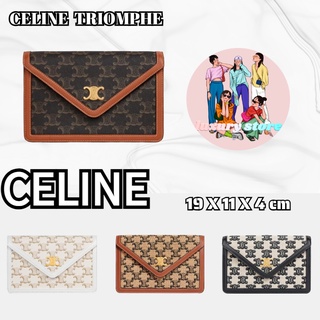 CELINE  TRIOMPHE กระเป๋าสตางค์โซ่ผ้าปักลาย/กระเป๋าผู้หญิง/กระเป๋าสะพายข้าง/กระเป๋าสะพายไหล่/รับประกันของแท้