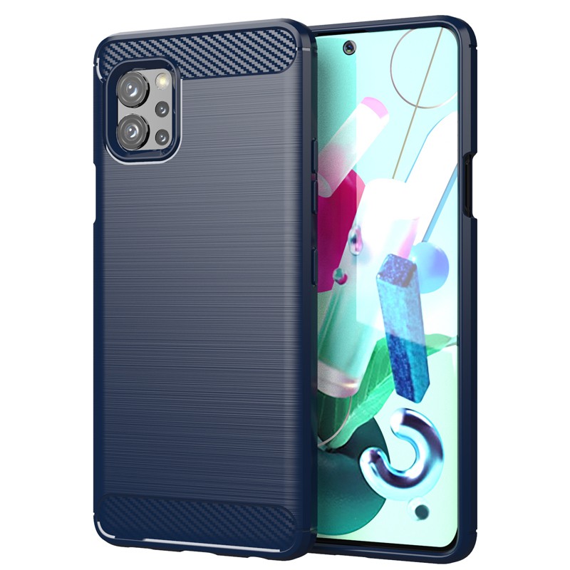 เคสโทรศัพท์สําหรับ LG Q6 Q7 Plus Alpha Q8 2018 Q9 one Q51 Q52 Q61 Q62 Q70 Q92 คาร์บอนไฟเบอร์ซิลิโคนน
