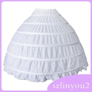 Vintage White Long 6 Hoop Petticoat Extra Full Wedding Ball Gown Crinoline