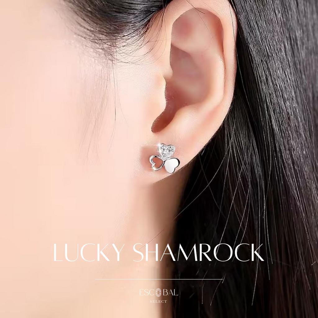 ESCOBAL ต่างหูเงินแท้ Lucky Shamrockสไตล์สวยหรู ตุ้มหูเงินแท้ ต่างหูแฟชั่น ดีไซน์สุดน่ารัก วาเลนไทน์