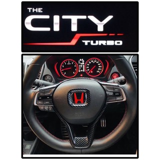 All new honda city2020 (4และ5ประตู) ชุดครอบพวงมาลัยคาร์บอนเคฟล่าพร้อมโลโก้ Hดำ,แดง