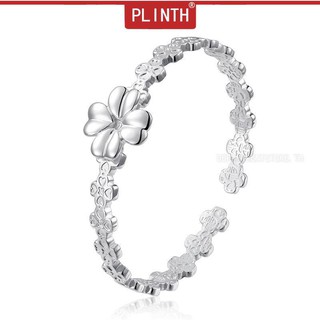 PLINTH สร้อยข้อมือเงินแท้ 925 โคลเวอร์สี่ใบแฟชั่นสไตล์แห่งชาติ1498