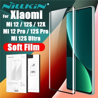 2 ชิ้น สําหรับ Xiaomi Mi 12 12X 12S Pro Ultra ป้องกันหน้าจอ NILLKIN ทนต่อแรงกระแทก โค้ง เต็ม กาว ฟิล์มนุ่ม