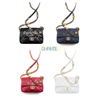 💯 ของแท้ CHANEL 22A Handmade Workshop Series Gold Coin Mini One Shoulder Messenger Bag/Small