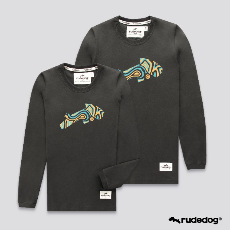 Rudedog เสื้อยืดแขนยาวชาย/หญิง สีชาโคล รุ่น LAVA (ราคาต่อตัว)