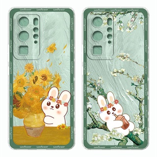 เคสมือถือ แบบนิ่ม ลายดอกทานตะวัน กระต่าย ป้องกันเลนส์ สําหรับ VIVO V23E V23 V21E V21 4G 5G V20 V15 S1 Z1 X50 X60 Pro V9 Youth Y53S Y51 Y51A Y31 2021 Y33S Y21S Y21 Y52 Y72 5G