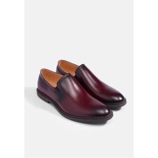 รองเท้าผู้ชายหนังแท้แบบสวมใส่นุ่มนวลทนทาน รองเท้าหนัง Oxford Plain-Toe Burnt-Rim Leather Shoes formal n casual wear