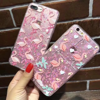 เคสฟามิงโก้ กริตเตอร์ เรซิน ขอบนิ่ม คลุมเครื่อง i5,6,6+,7,7+