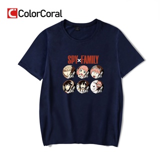 Colorcoral เสื้อยืดลําลอง แขนสั้น พิมพ์ลายกราฟฟิค การ์ตูนอนิเมะญี่ปุ่น SPY X FAMILY สไตล์ฮิปฮอป เหมาะกับฤดูร้อน สําหรับผ