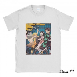 ผ้าฝ้ายคอกลมเสื้อยืด พิมพ์ลาย Demon Slayer Squad Dammit90sfrom S-4XL