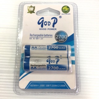 ถ่านชาร์จAA1.2Vแพ็คคู่2700mAh