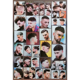 โปสเตอร์ ทรงผมชาย Mens Hairstyles Poster 24”x35” Inch Fashion Barber Salon Hairdresser v16