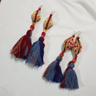 Thai Fabric Earrings ต่างหูผ้าจก ผ้าจก ซิ่นจก ซิ่นตีนจก ผ้าฝ้าย handmade ซิ่น