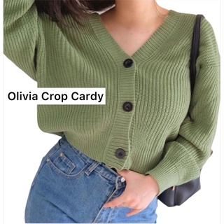 Olivia CARDI CROP | ผ้าลูกไม้ ประดับ Eiren CROP | Olivia ของแท้ 100% ผ้าถักนิตติ้ง สําหรับผู้หญิง