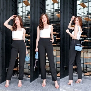 🍒ญี่ปุ่นซิปข้าง🍒กางเกงขากระบอกผ้าญี่ปุ่น -ซิบข้าง-ไซต์S-3XL📦งานป้ายร้านพร้อมส่ง