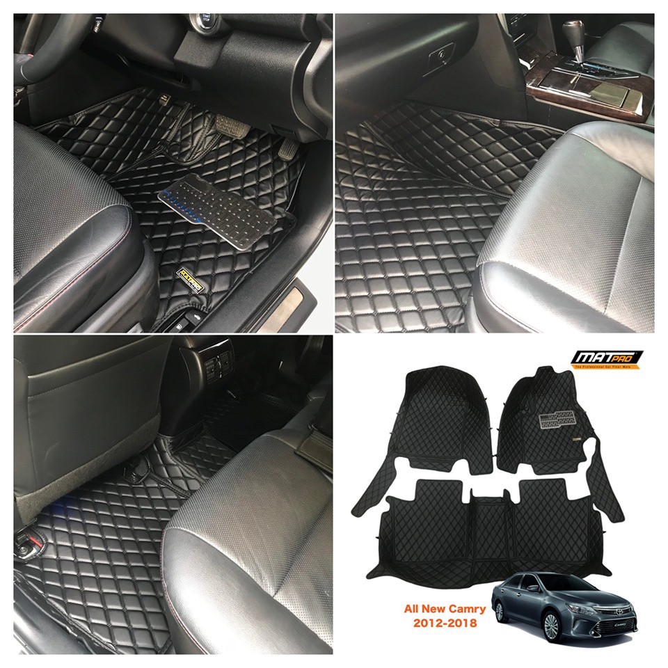 พรมปูพื้นเข้ารูป 5D Premium Fitted Leather Car Mats สำหรับรถรุ่น ALL NEW CAMRY 2012-2018 (สีดำล้วน)