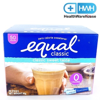 Equal Classic 50 ซอง / กล่อง อิควลคลาสสิค ผลิตภัณฑ์ให้ความหวานแทนน้ำตาล