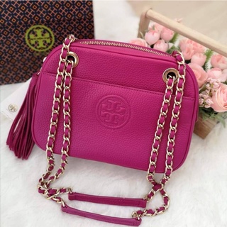 👜TORY BURCH BOMBE CROSSBODY CHAIN 50652 ชมพู (fuschia)