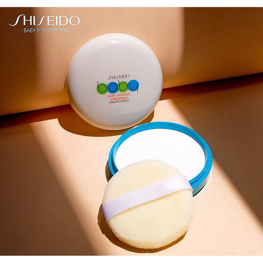ผลิต 2025✨ SHISEIDO Baby Powder Pressed (Medicated) 50 g. พร้อมพัฟทาแป้งนุ่มๆในตลับ