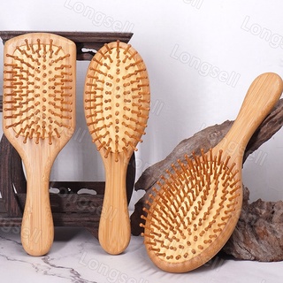 Natural Wooden Bamboo Massage Comb Hair Brush Anti Static Air Cushion (แปรงหวีผม ไม้ไผ่ธรรมชาติ ป้องกันไฟฟ้าสถิตย์)