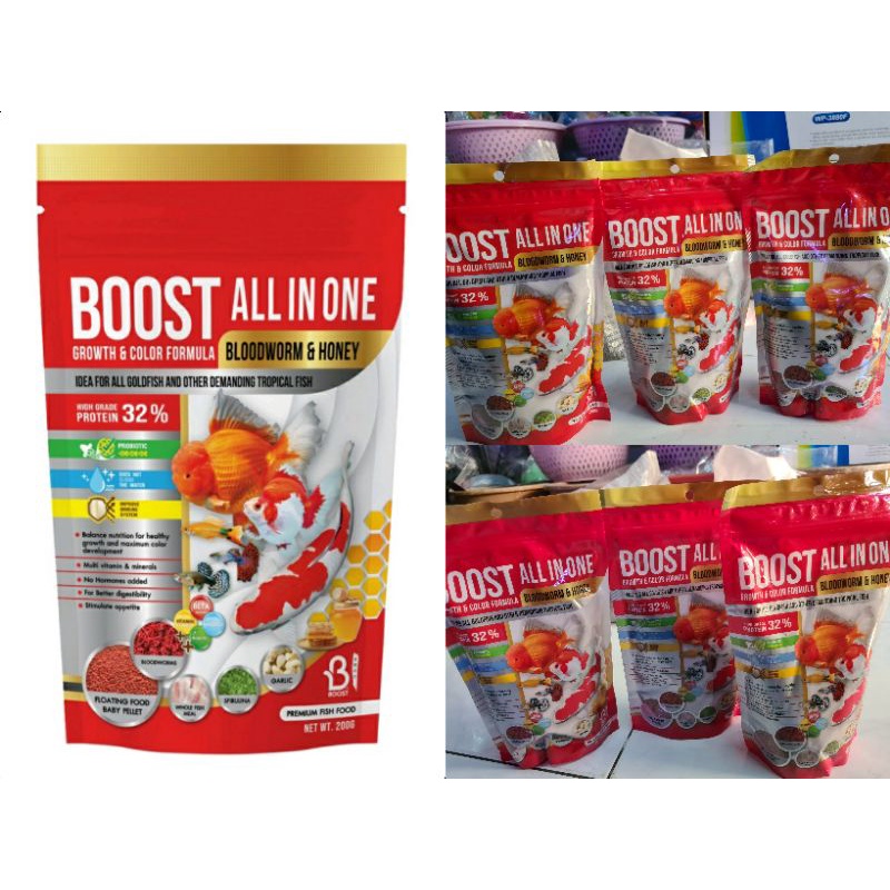 อาหารปลาทอง ปลาคราฟ BOOST All In One บูทส์ ออล อิน วัน(200 g.) อาหารปลาสำหรับปลาสวยงาม ช่วยเร่งสี เร่งโต