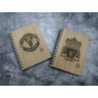 สมุดไม้ ปกไม้ แมนยู ลิเวอร์พูล ขนาด A5 Liverpool &amp; ManU Wooden Notebook