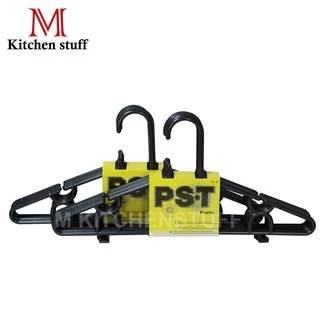 M Kitchen - PST ไม้แขวนเสื้อ พลาสติก 41 ซ.ม. แพคละ 6 ชิ้น สีดำ (C8)