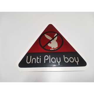 สติ๊กเกอร์ฟอยล์แดงวาว สามเหลี่ยม รูป unti play boy กระต่าย playboy sticker ติดรถ แต่งรถ ประดับยนต์ แดงดำ สีแดง สีดำ