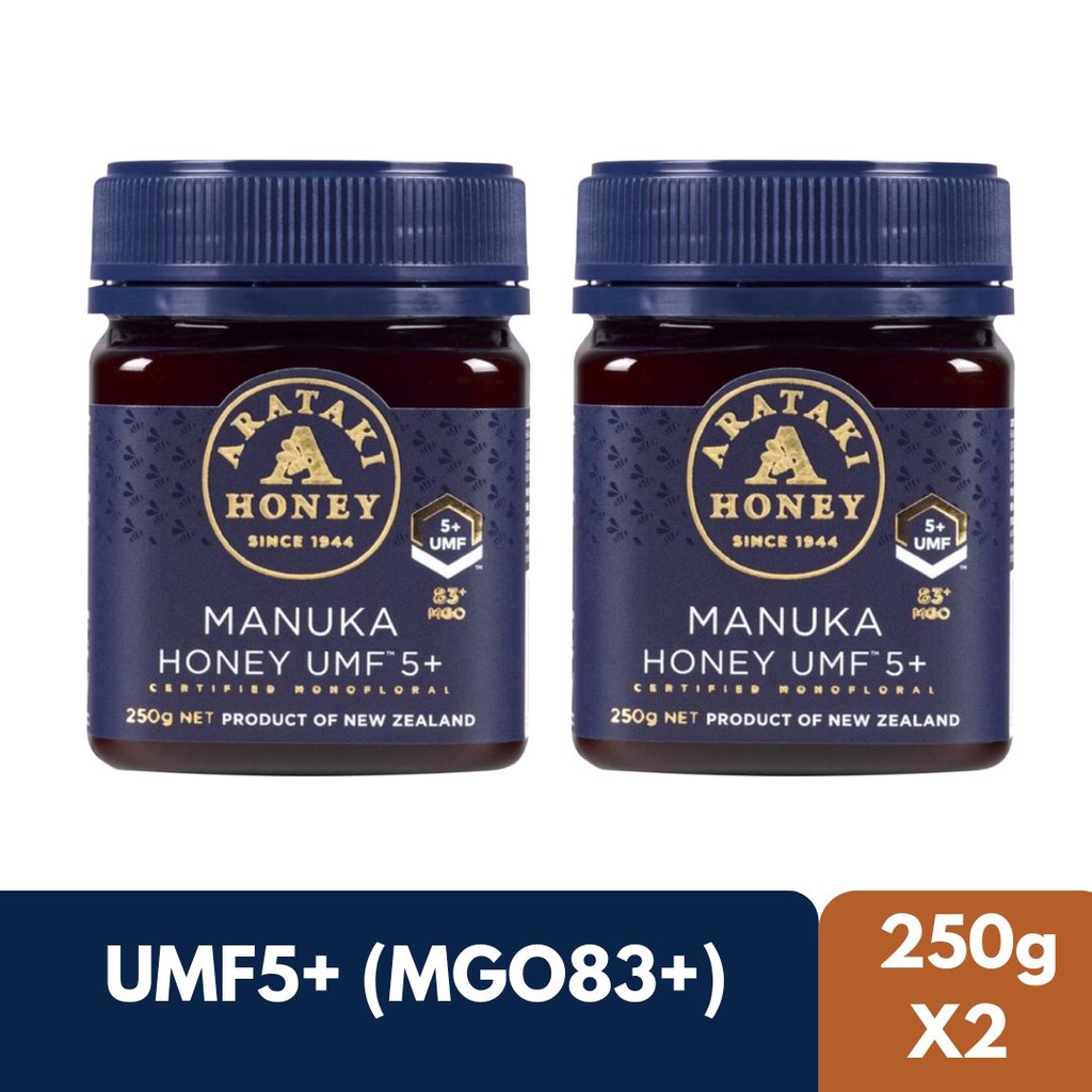 น้ำผึ้งมานูก้า Arataki Manuka Honey UMF5+ (MGO83+) 250g x2 Product of New Zealand