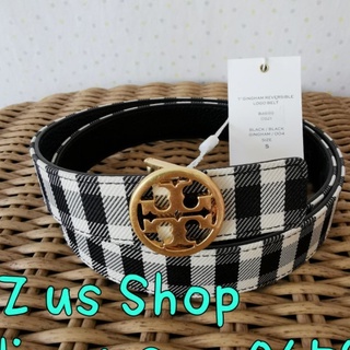 พร้อมส่ง​ TORY BURCH 1" GINGHAM REVERSIBLE LOGO BELT/size s, m.