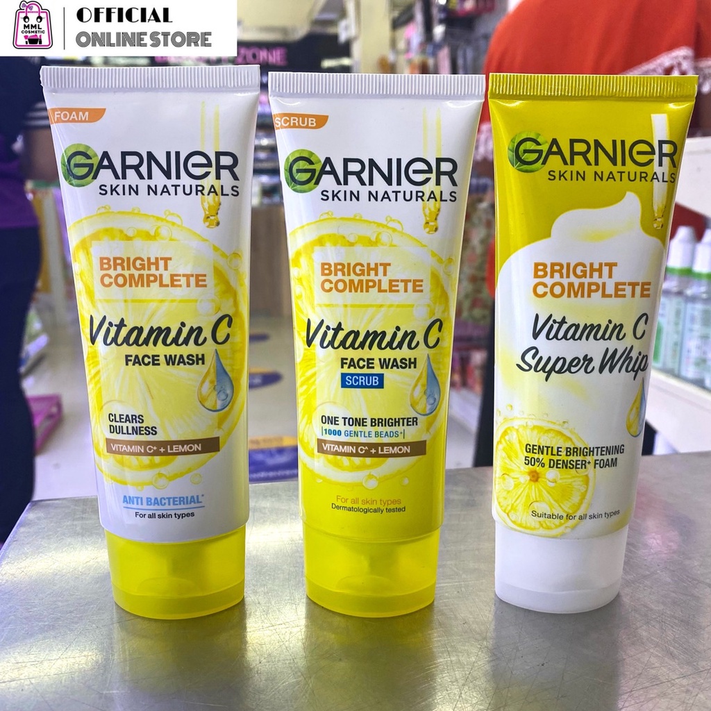 Garnier การ์นิเย่ โฟมล้างหน้า ไบรท์ คอมพลีท วิตามินซี 100มล.