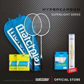 MatchPlay [Free SHUTTLECOCK + GRIP] SUPERLIGHT Racquet Series x2 ไม้แบด 6u ฟรี ลูกแบดขนห่าน + กริปพันด้ามไม้แบด