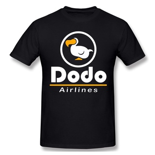 เสื้อยืดวินเทจDodo AIRLINE เสื้อยืดลําลอง ผ้าฝ้าย 100% แขนสั้น คอกลม พิมพ์ลายสัตว์ แนวนอนS-5XL