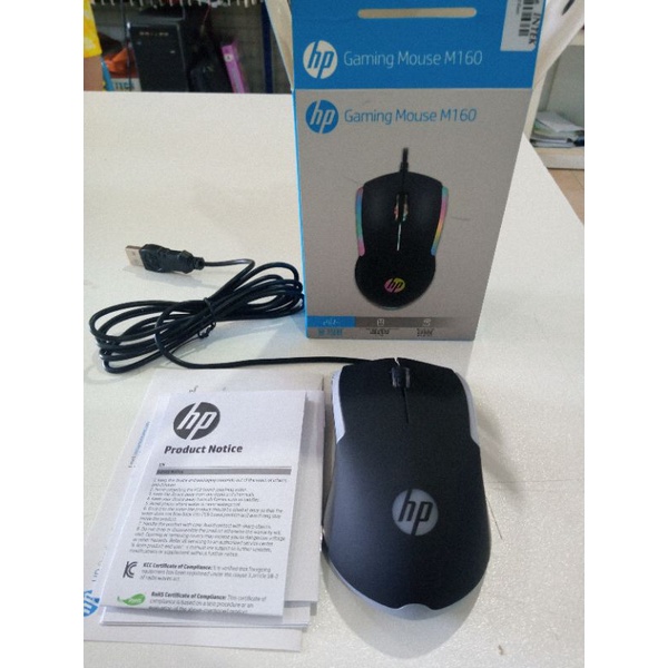 Mouse เม้าส์ usb HP Gaming Mouse M160 Black มีไฟ RGB