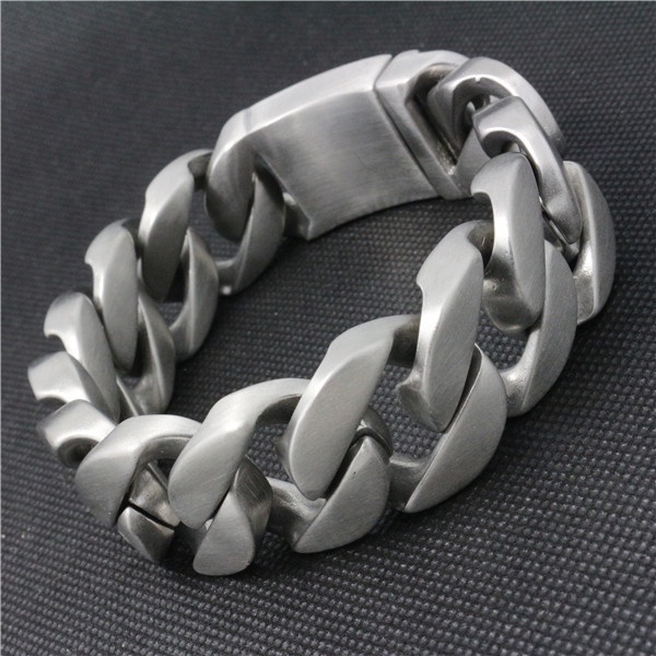 หนักขนาดใหญ่สีเงิน Cuban Curb Casting Link Chain สร้อยข้อมือ 316L สแตนเลส Cool Men กําไลข้อมือเครื่องประดับ 20 มม.