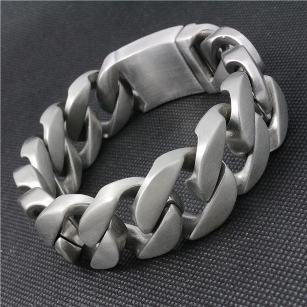 หนักขนาดใหญ่สีเงิน Cuban Curb Casting Link Chain สร้อยข้อมือ 316L สแตนเลส Cool Men กําไลข้อมือเครื่องประดับ 20 มม.