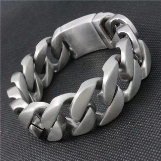 หนักขนาดใหญ่สีเงิน Cuban Curb Casting Link Chain สร้อยข้อมือ 316L สแตนเลส Cool Men กําไลข้อมือเครื่องประดับ 20 มม.