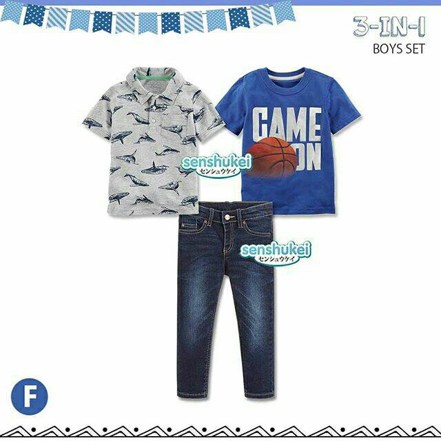 Senshukei 3in1 Shirt Tee Set กางเกงไซส์ 2y, 4y, 5y, 6y