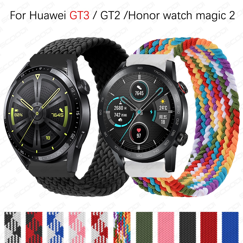 สายนาฬิกาข้อมือไนล่อน แบบยืดหยุ่น สําหรับ Huawei Watch GT 3 46 มม. GT2 2e 2Pro Honor Watch magic 2
