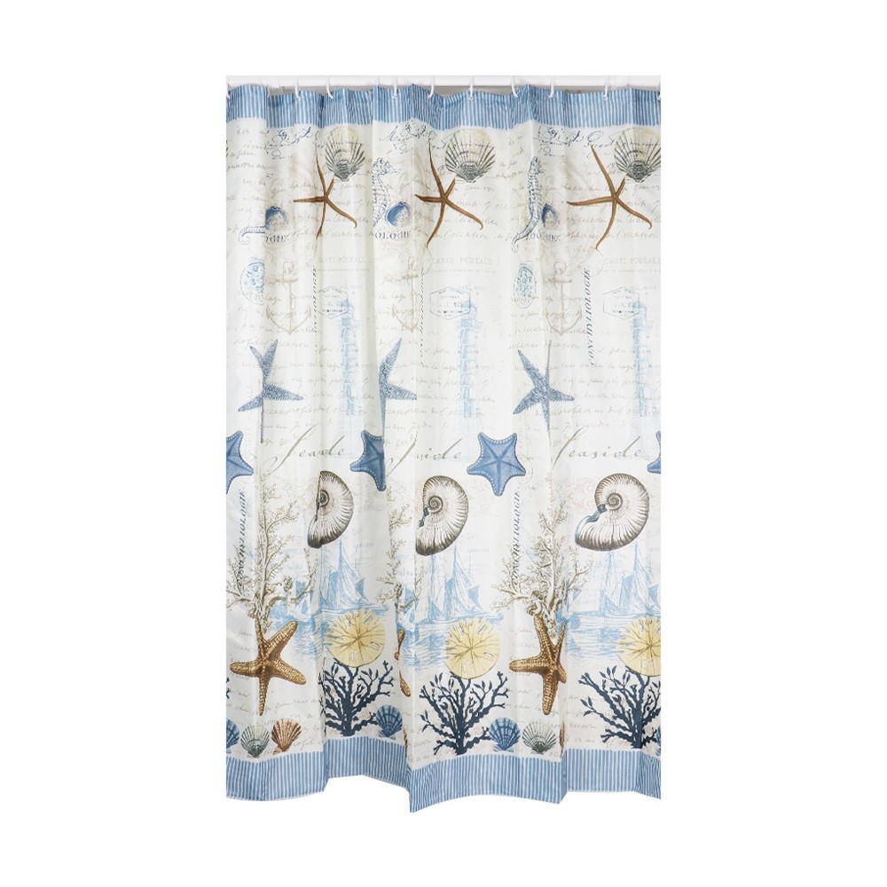 ผ้าม่านห้องน้ำ ม่านห้องน้ำ เครื่องใช้ในห้องน้ำ ม่านห้องน้ำ POLY WSP SCP-3 A7211 180x180 ซม. ลายทะเล