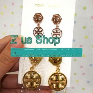 TORY BURCH LOGO DROP EARRRING/rose gold