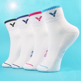 ถุงเท้ากีฬา ถุงเท้าVICTOR Badminton Socks Mens Thickened Middle PingPong Table Tennis Running Sports Socks Meshing Breathable Tube Womens Running Socks Sweat Absorption Deodorant Towel Bottom Sports Socks Wholesale