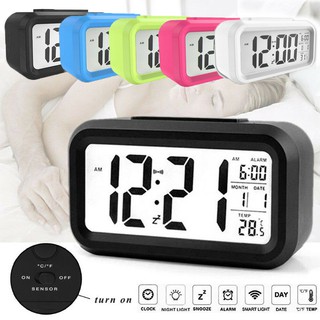 นาฬิกาปลุกตั้งโต๊ะเรืองแสง สีขาว LCD Clock NO.1019