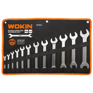 🔥โค้ดINC3LEL3ลด30฿ชุดประแจปากตาย 12 ชิ้น 12 pcs double open end spanner set ยี่ห้อ WOKIN รุ่น WK150912