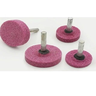 PKMTools เซ็ต 5 ชิ้น แกนยาว 38 mm.หินเจียรแกนสีชมพู PA แกน 6 mm.​ 30x10x6 ทรงเหรียญ #46