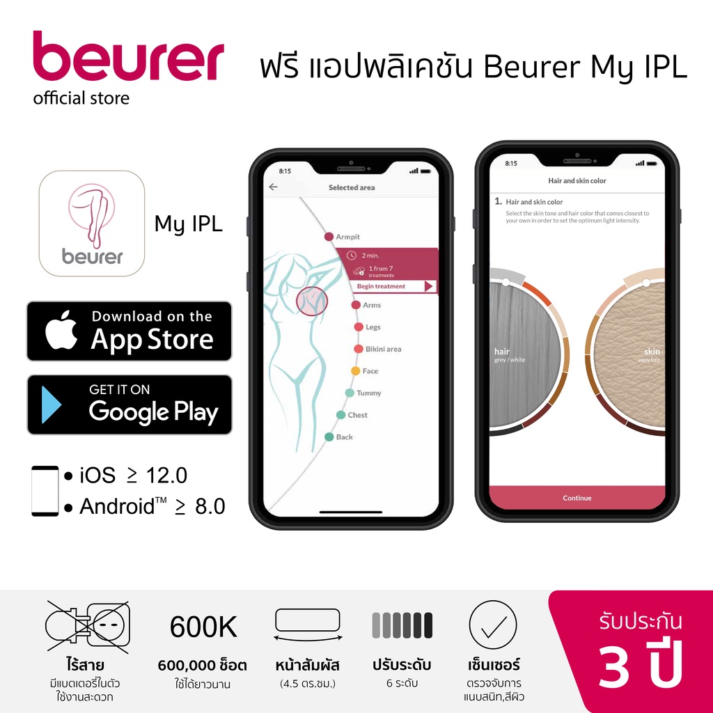 Beurer เครื่องกำจัดขน ระบบชาร์จ ไร้สาย เลเซอร์กำจัดขน รูปที่ 6